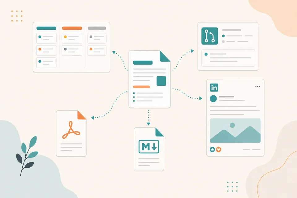 A document exported to Jira, git, LinkedIn, PDF and Markdown