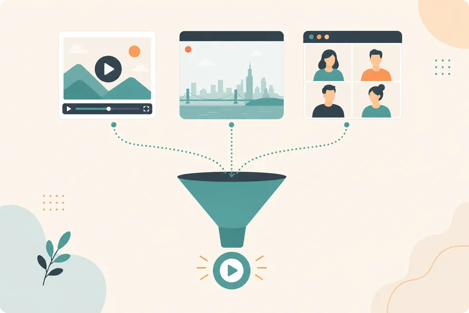 Meetings, videos, web pages, slides and documents funneling into one knowledge base